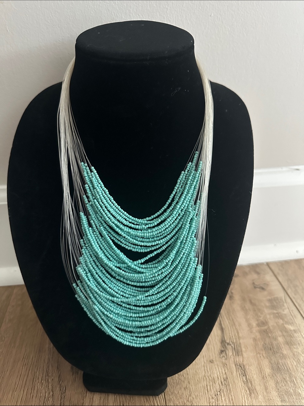 Multi-Strand Turquoise Beaded Statement Necklace
